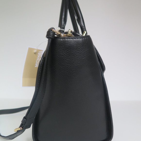 MICHAEL KORS HUDSON LEATHER BLACK LARGE TOTE SATCHEL BAG  Michael Kors Hudson Large Leather Satchel Shoulder Bag Black